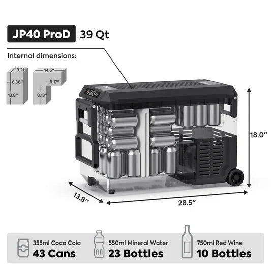 ICECO JP40 Pro Dual Zone Wheeled 39QT Portable Cooler Silver