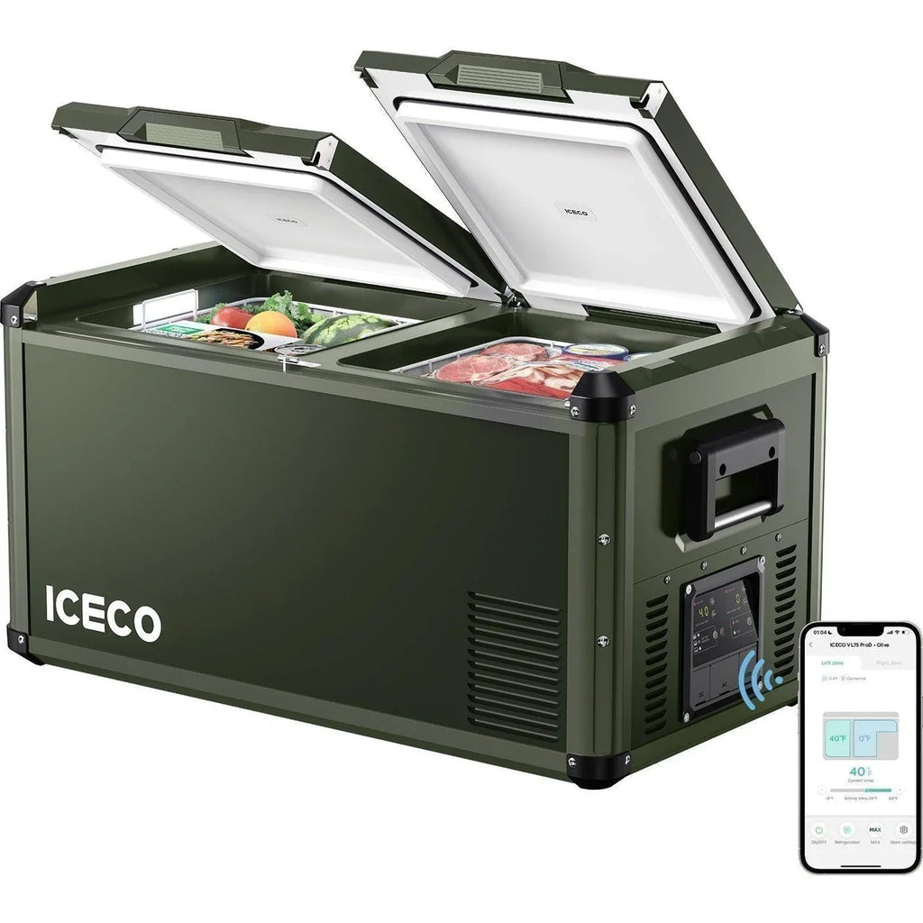 ICECO VL75 Pro Dual Zone 79QT Portable Cooler Olive