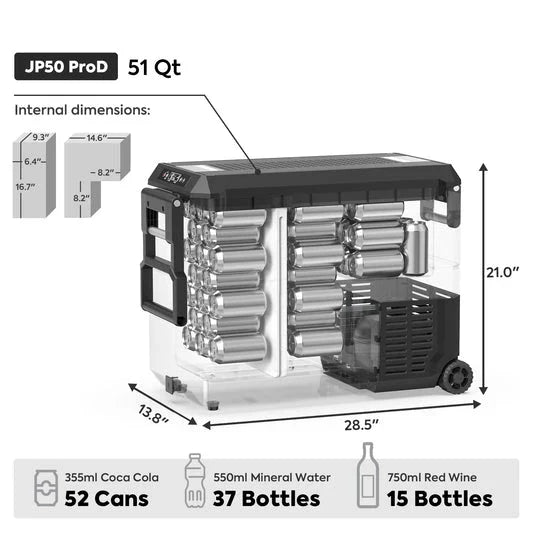 ICECO JP50 Pro Dual Zone Wheeled 51QT Portable Cooler Silver