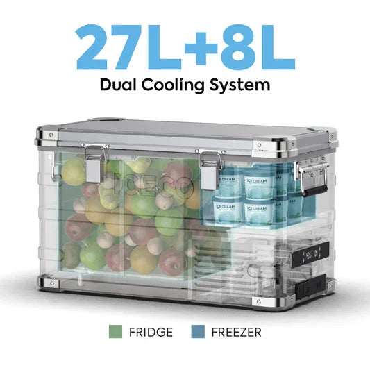 ICECO APL35 Aluminum Dual Zone 37QT Portable Cooler Silver