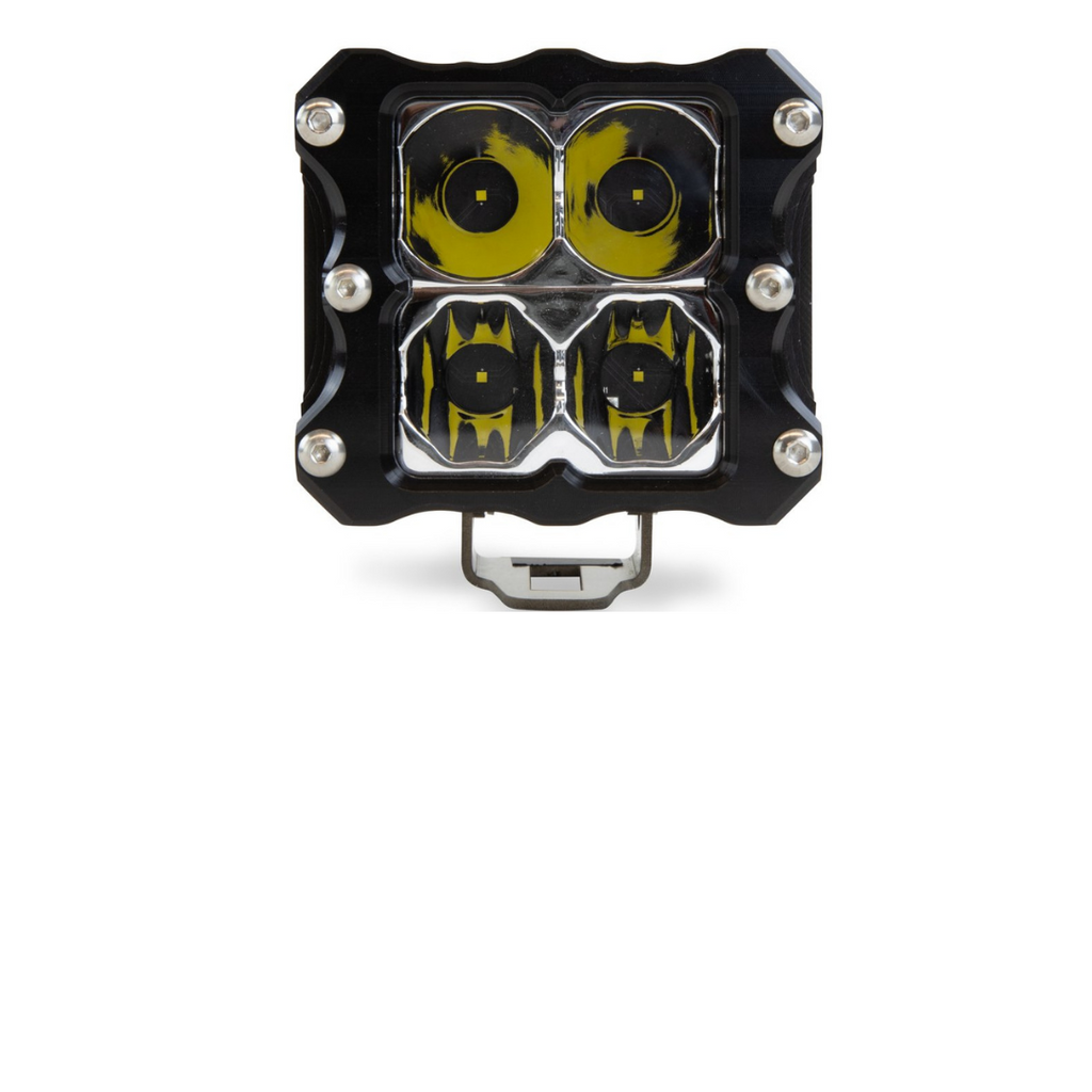 Heretic 6 Series Quattro Light: Black Bezel | Stainless Bolts | Spot Reflector | Clear Lens