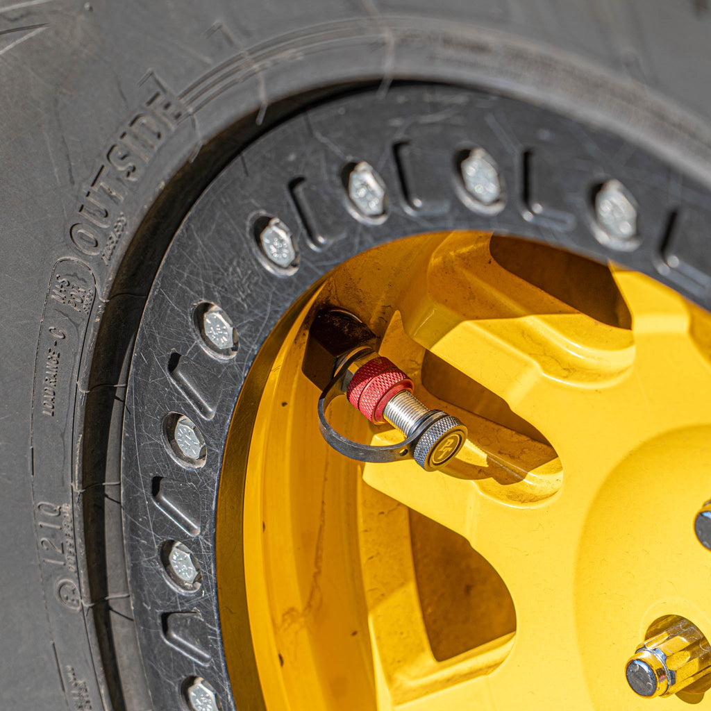 Monster Valve™ Primary - Standard Valve Stem Mount - 5 pack with Ventoso™ RED Tire Inflator Gauge
