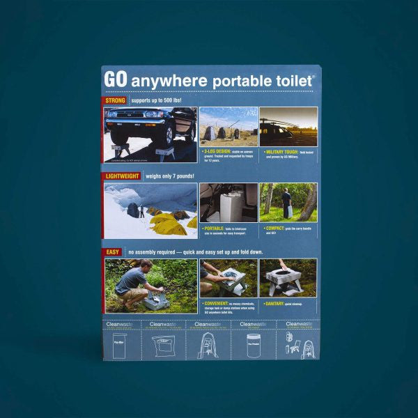 Cleanwaste GO Anywhere Portable Toilet - Gray