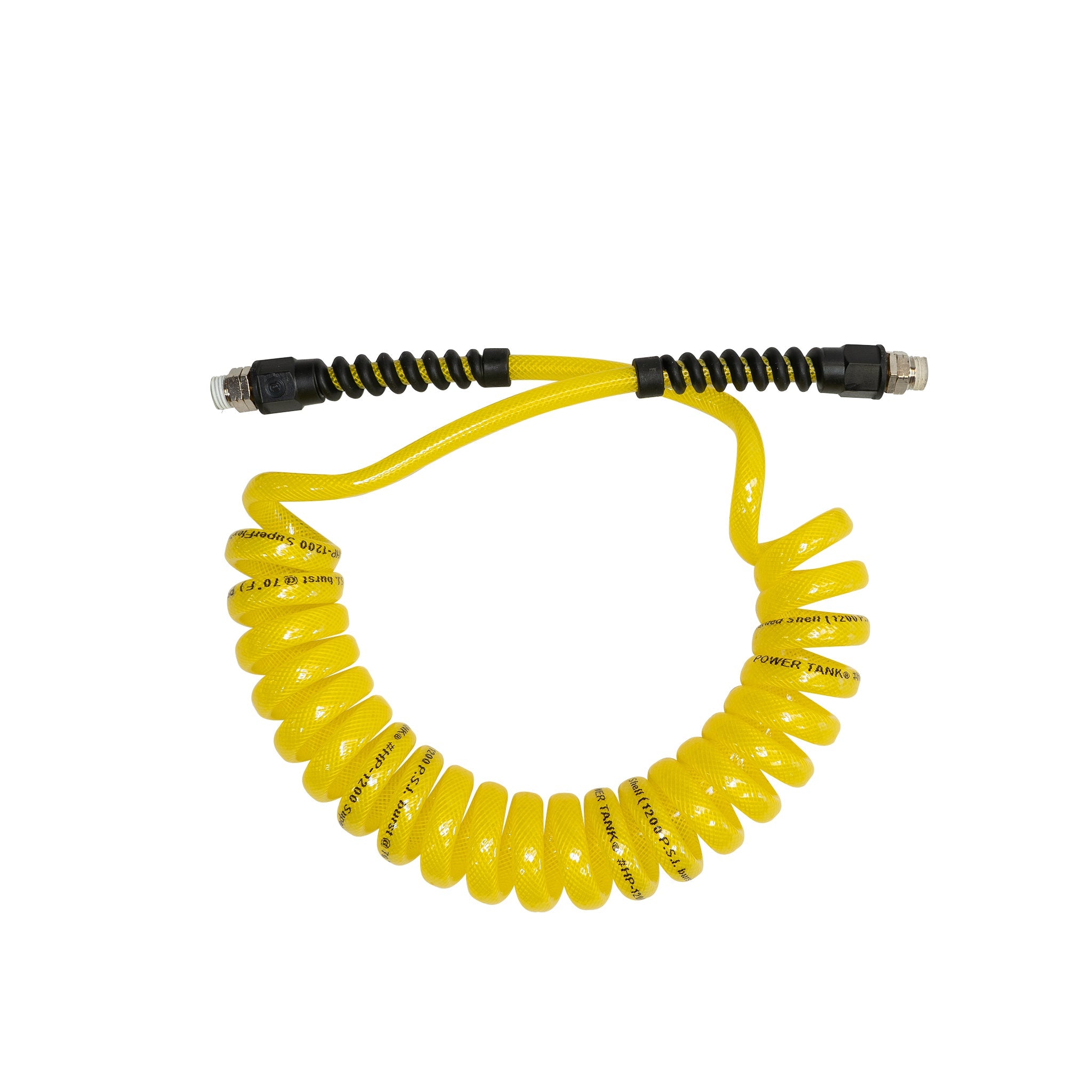 Air Hose 10 ft. Coiled 1/4" NPT Male Thread Superflex High Pressure Yellow Power Tank