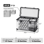 ICECO APL35 Aluminum Dual Zone 37QT Portable Cooler Black