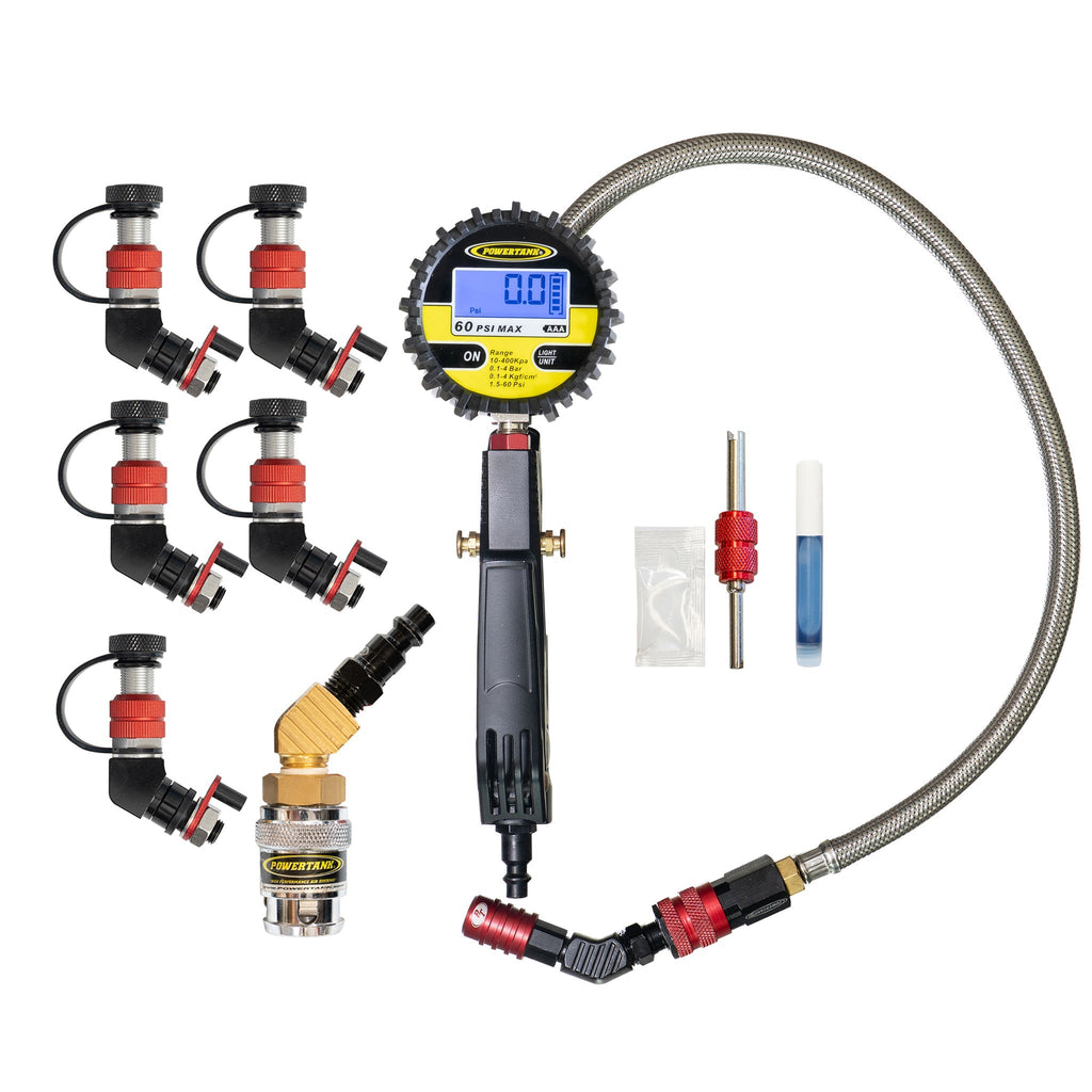 Monster Valve™ Primary - Standard Valve Stem Mount - 5 pack with Ventoso™ RED Tire Inflator Gauge
