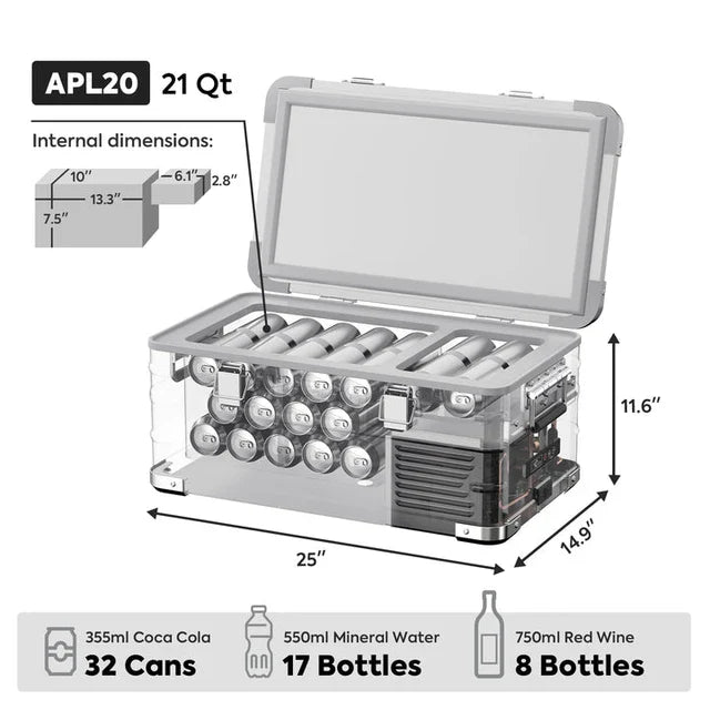 ICECO APL20 Aluminum Single Zone 21QT Portable Cooler Silver