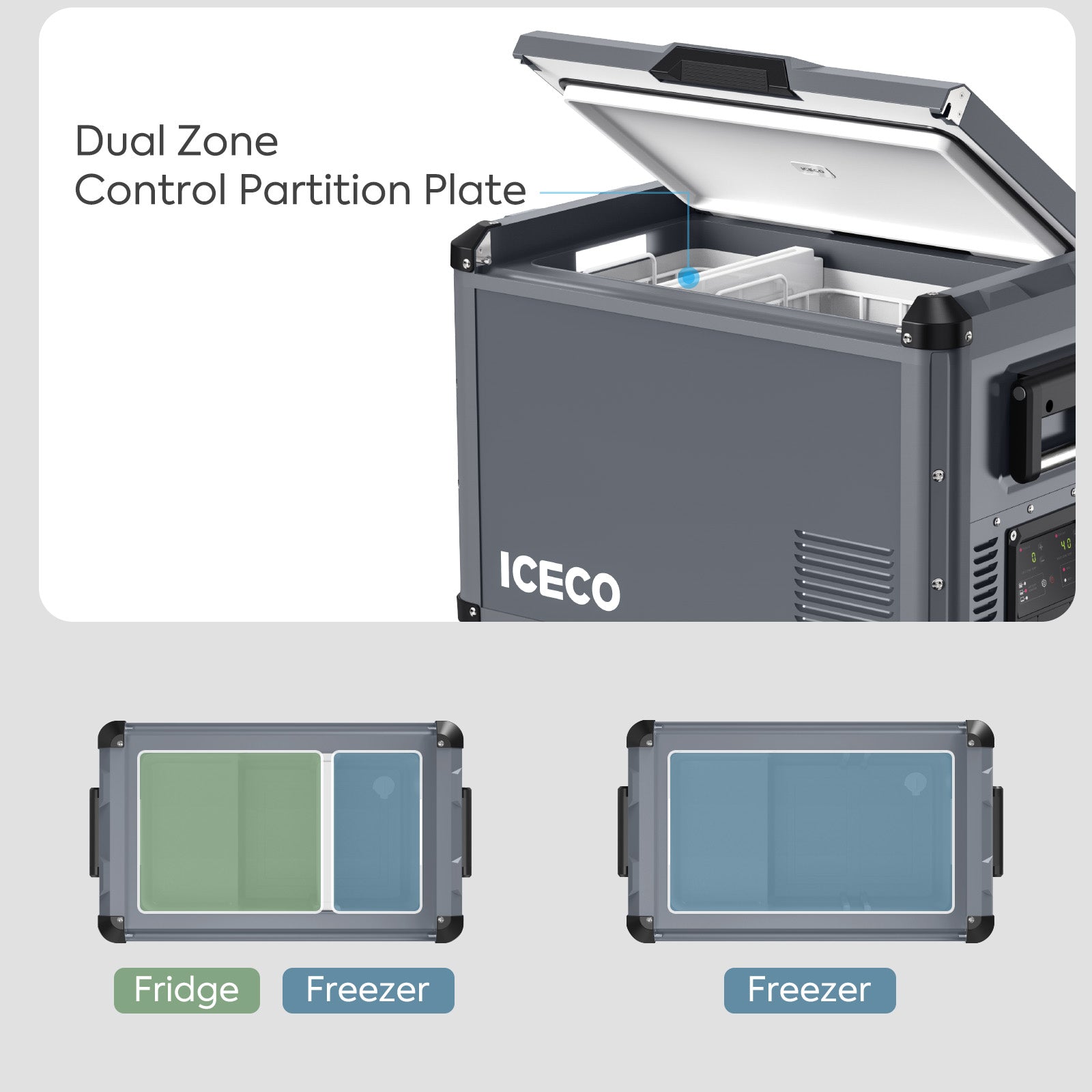 VL45ProD Dual Zone Portable Freezer - Gray | ICECO