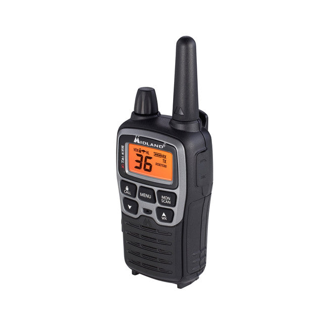 Midland X-TALKER, Pair of Radios with Batteries, DTC and USB Cable Charger, hard shell case, car charger, set of AVP1 headsets [A]