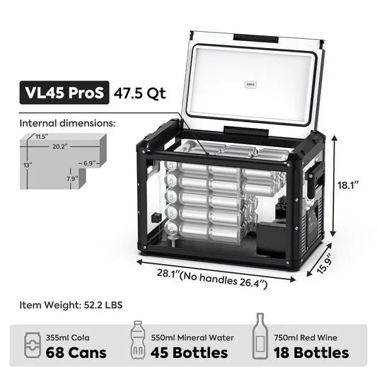 ICECO VL45 Pro Single Zone 47QT Portable Cooler Black