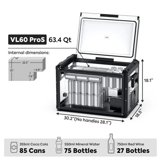 ICECO VL60 Pro Single Zone 63QT Portable Cooler Black
