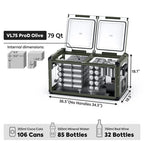 ICECO VL75 Pro Dual Zone 79QT Portable Cooler Olive