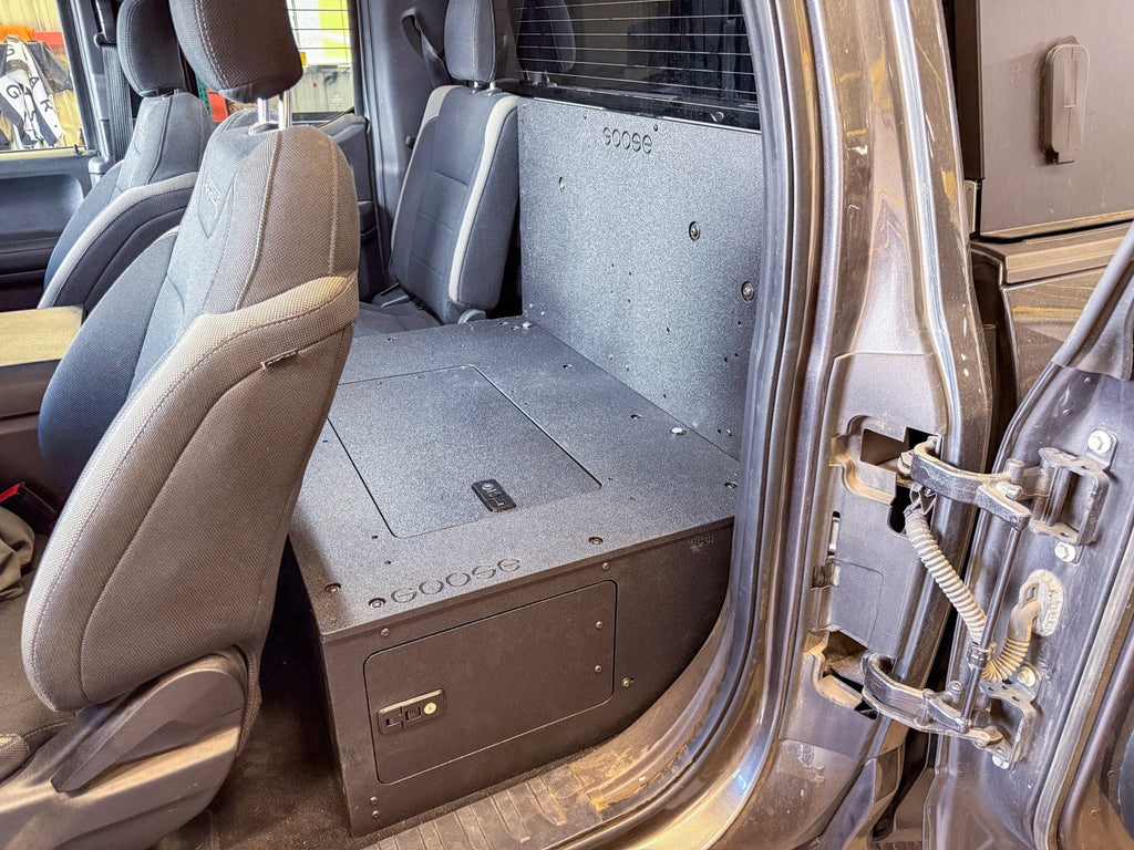 Ford - F-150 - 2015-Present - 13th & 14th Gen - Explore Series - SuperCab - Second Row - HIGH Seat Delete Plate System - Without Subwoofer