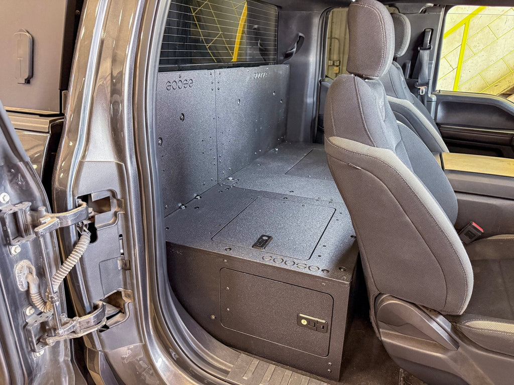 Ford - F-150 - 2015-Present - 13th & 14th Gen - Explore Series - SuperCab - Second Row - HIGH Seat Delete Plate System - Without Subwoofer