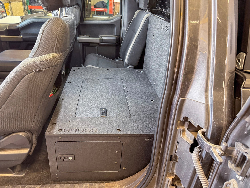 Ford - F-150 - 2015-Present - 13th & 14th Gen - Explore Series - SuperCab - Second Row - HIGH Seat Delete Plate System - Without Subwoofer