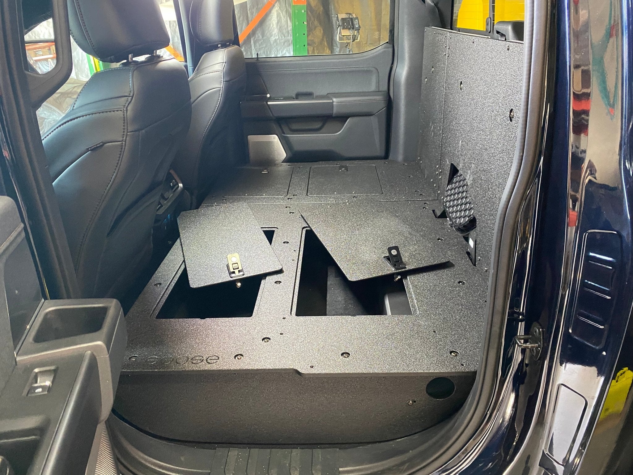 Ford Super Duty Ford - F250-F550 - 2023-Present - 5th Gen. Crew Cab - Second Row Seat Delete Plate System with Factory B&O Subwoofer Center Wall with Exterior Port