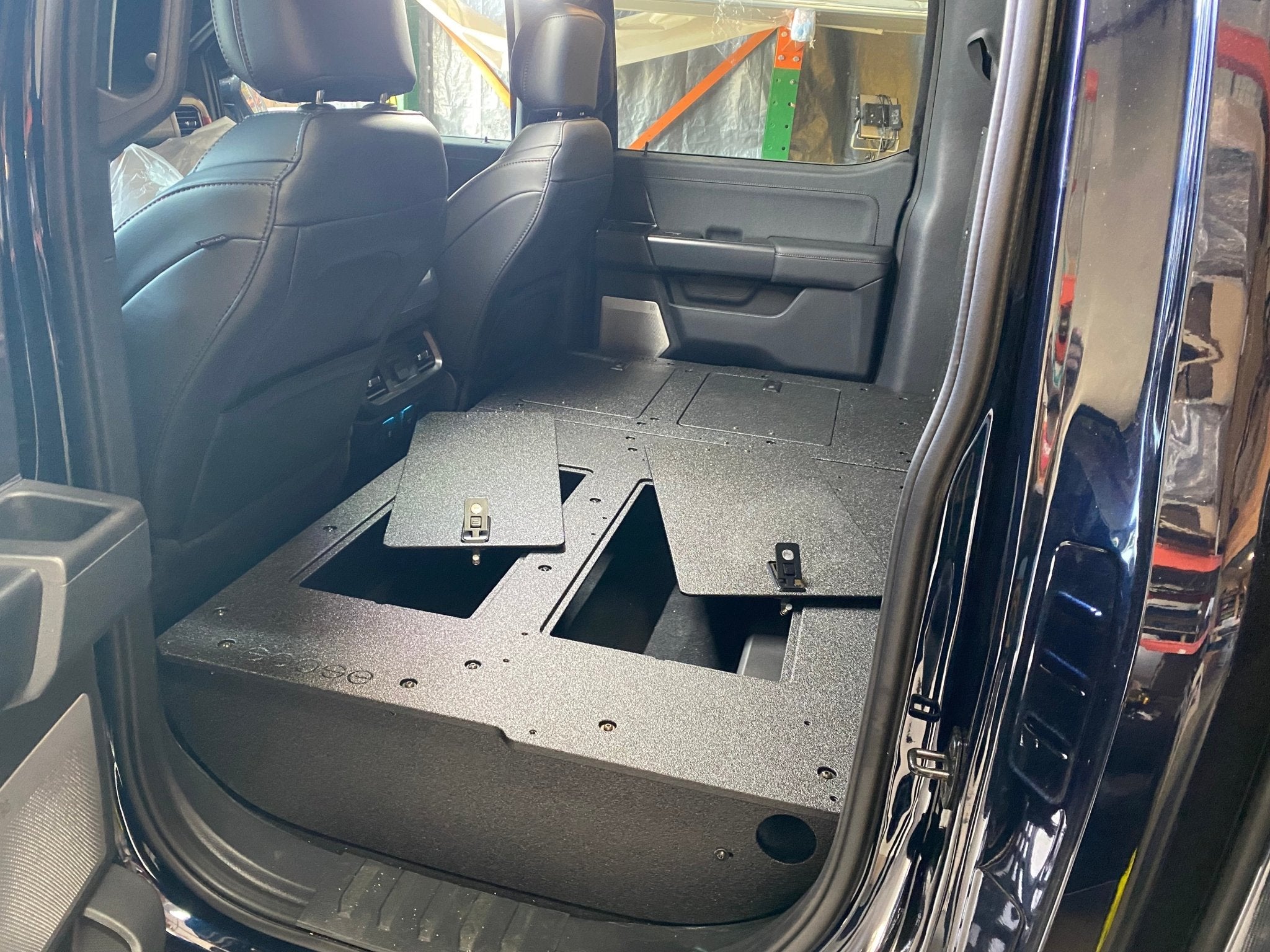 Ford Super Duty Ford - F250-F550 - 2023-Present - 5th Gen. Crew Cab - Second Row Seat Delete Plate System with Factory B&O Subwoofer Center Wall with Exterior Port
