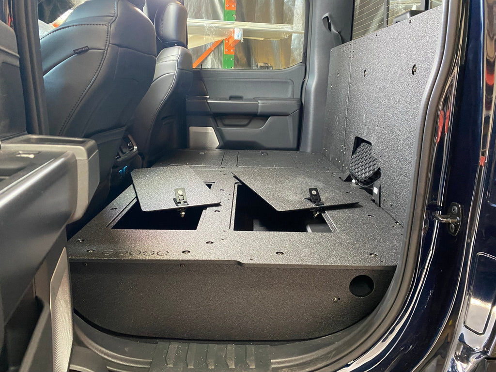 Ford Super Duty Ford - F250-F550 - 2023-Present - 5th Gen. Crew Cab - Second Row Seat Delete Plate System with Factory B&O Subwoofer Center Wall with Exterior Port