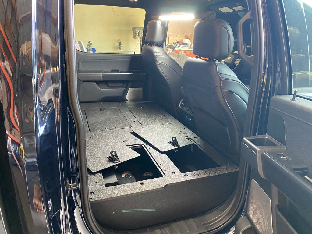 Ford Super Duty Ford - F250-F550 - 2023-Present - 5th Gen. Crew Cab - Second Row Seat Delete Plate System with Factory B&O Subwoofer Center Wall with Exterior Port